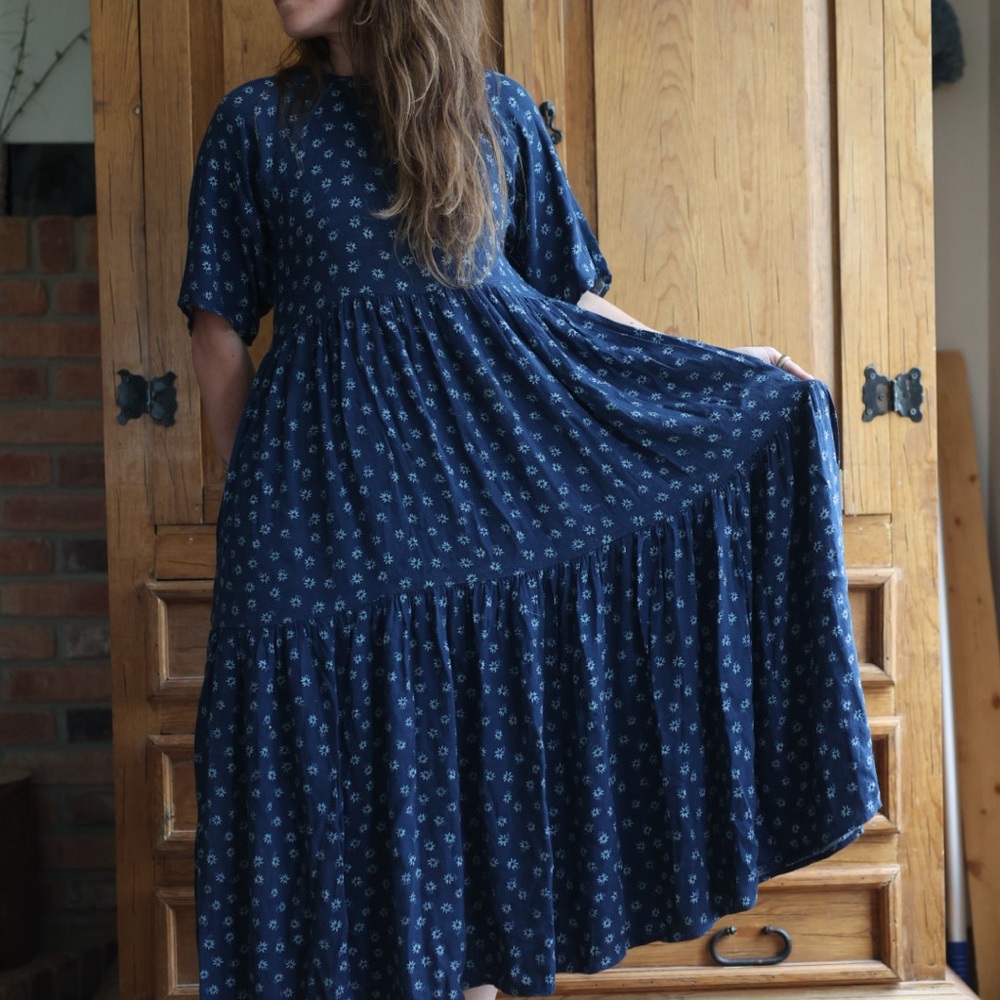 Christy Dawn Blue Floral Tiered Maxi Dress